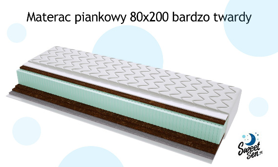 Materac piankowy 80x200 cm bardzo twardy