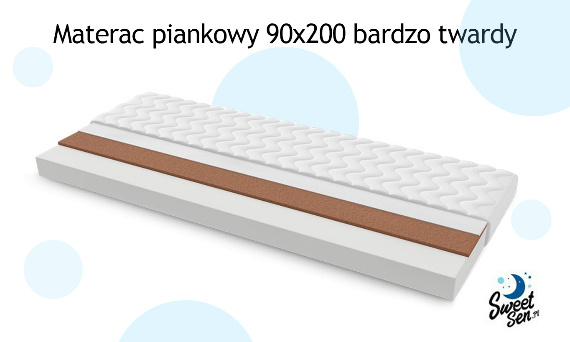 Materac piankowy 90x200 cm bardzo twardy